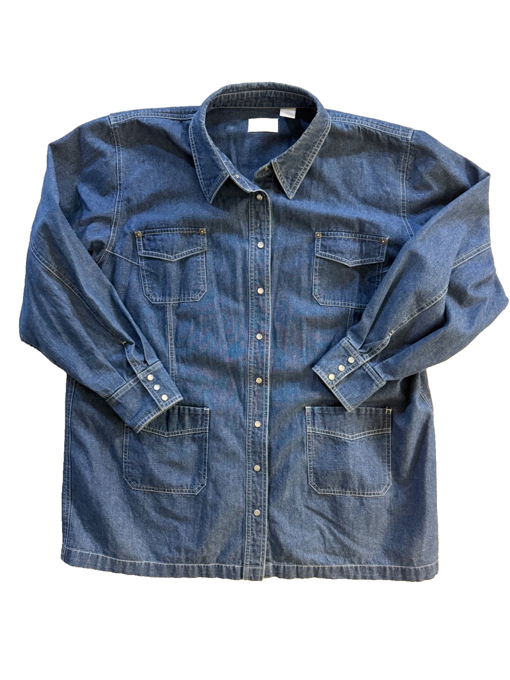 Denim Shacket Shirt Jacket Vtg 20 Petite Plus Elisabeth Liz Claiborne Snap Front